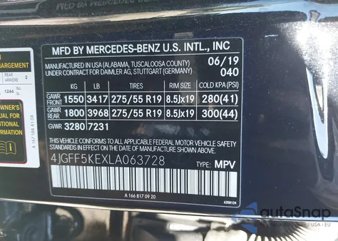 2020 Mercedes-Benz Gls 450 4Matic из США, поврежденный, VIN 4JGFF5KEXLA063728